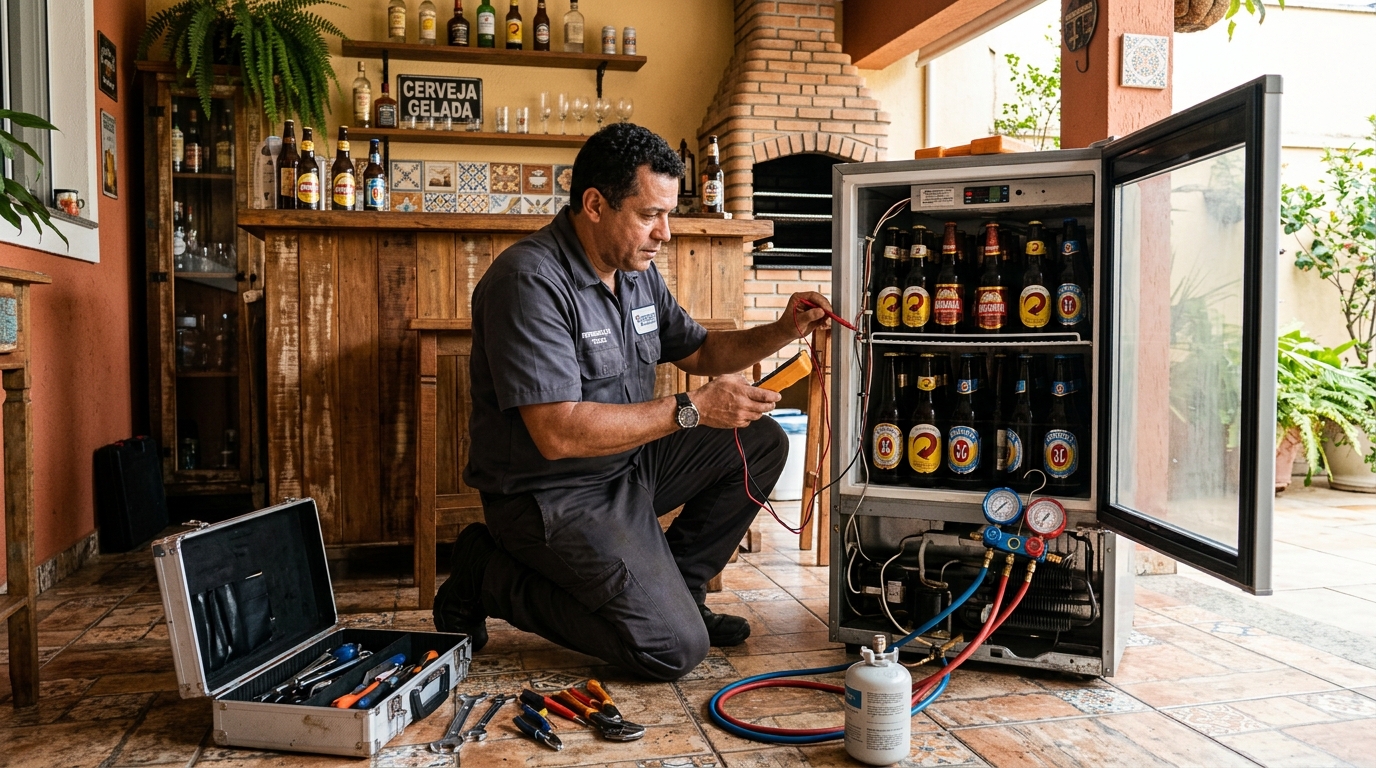 Recarga de gás refrigerante em cervejeira em atendimento em Suzano‑SP