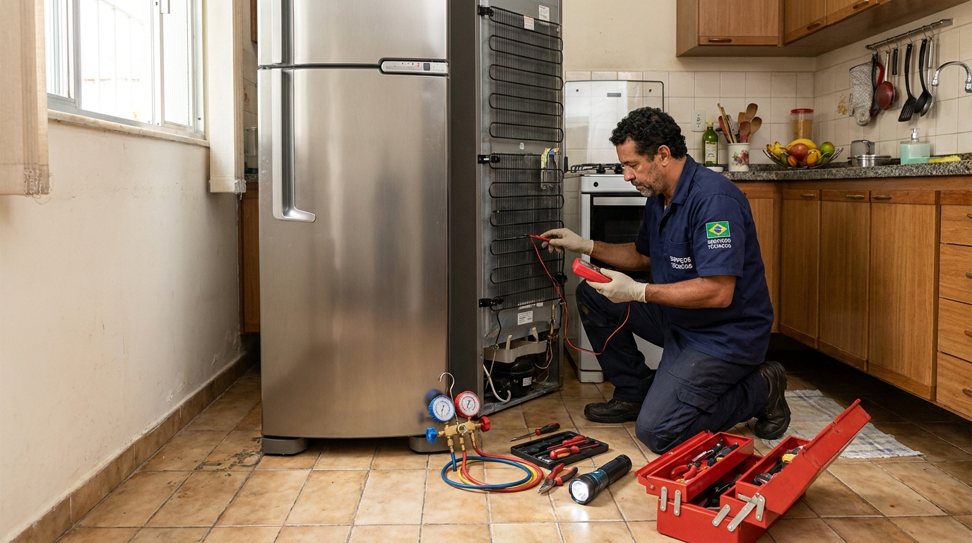 Técnico de conserto de geladeira em residência em Suzano‑SP